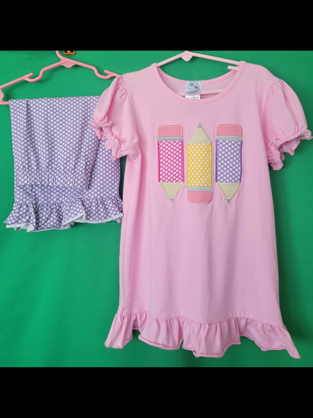 Smock Monkey Pink Girls Top Ruffle Shorts 8T Outfit Back To School